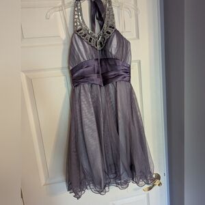 Homecoming Purple Halter Formal Short Dress